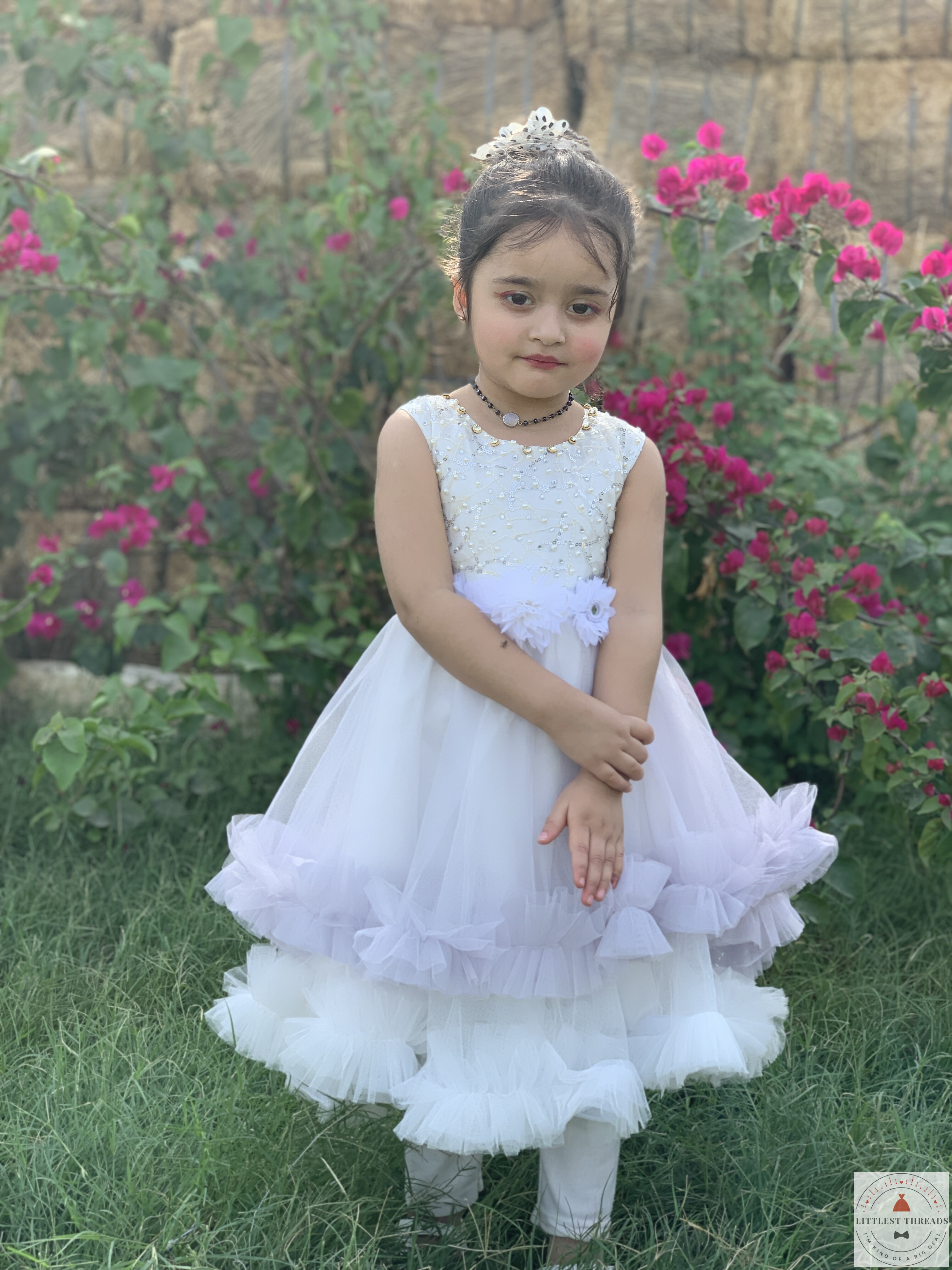 White & Purple Umbrella Frock