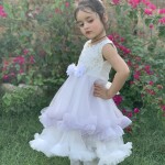 White & Purple Umbrella Frock