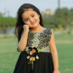 Black Shine Embroided Frock