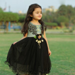 Black Shine Embroided Frock