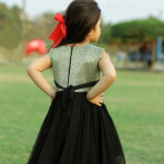 Black Shine Embroided Frock